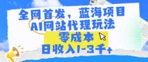 全网首发,蓝海项目,AI网站代理玩法,零成本日收入1-3千+-优优云创网