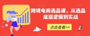 跨境电商选品课，从选品到底层逻辑到实战-优优云创网