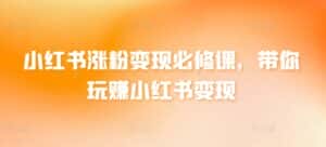 小红书涨粉变现必修课,带你玩赚小红书变现-优优云创网