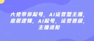大佬带你起号,AI运营型主播,底层逻辑,AI起号,运营晋级,主播进阶-优优云创网