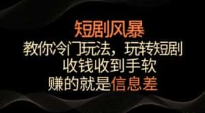 短剧风暴,教你冷门玩法,玩转短剧,收钱收到手软-优优云创网