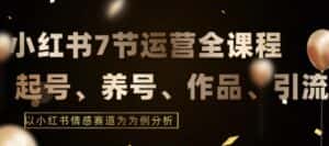 7节小红书运营实战全教程,结合最新情感赛道,打通小红书运营全流程-优优云创网