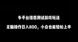 多平台挂载测试游戏玩法,无脑操作日入800,小白也能轻松上手-优优云创网