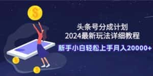 （9530期）头条号分成计划：2024最新玩法详细教程，新手小白轻松上手月入20000+-优优云创网