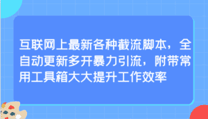 互联网上最新各种截流脚本，全自动更新多开暴力引流，附带常用工具箱大大提升工作效率-优优云创网
