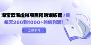 （9541期）黄岛主《淘宝蓝海虚拟项目陪跑训练营7期》每天200到1000+的纯利润-优优云创网