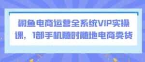闲鱼电商运营全系统VIP实操课,1部手机随时随地电商卖货-优优云创网