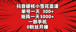 (9551期)抖音硬核小雪花卖课,单号一天300+,矩阵一天3000+,一部手机0粉丝开播-优优云创网