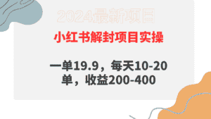 （9583期）小红书解封项目： 一单19.9，每天10-20单，收益200-400-优优云创网