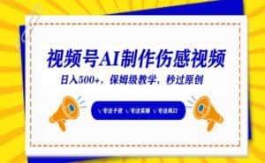 视频号AI制作伤感视频，日入500+，保姆级教学-优优云创网