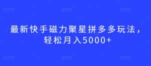 最新快手磁力聚星拼多多玩法,轻松月入5000+-优优云创网