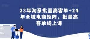 23年淘系批量高客单+24年全域电商矩阵,批量高客单线上课-优优云创网