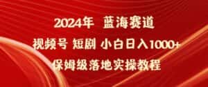2024年视频号短剧新玩法小白日入1000+保姆级落地实操教程-优优云创网