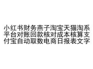 小红书财务燕子淘宝天猫淘系平台对账回款核对成本核算支付宝自动取数电商日报表-优优云创网