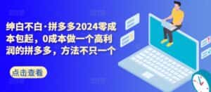拼多多2024零成本包起,0成本做一个高利润的拼多多,方法不只一个-优优云创网