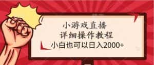 （9640期）小游戏直播详细操作教程，小白也可以日入2000+-优优云创网
