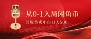 (9641期)从0-1入局闲鱼币回收售卖,当天收入500+-优优云创网