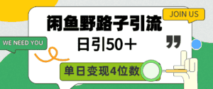 (9658期)闲鱼野路子引流创业粉,日引50+,单日变现四位数-优优云创网