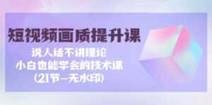 （9659期）短视频-画质提升课，说人话不讲理论，小白也能学会的技术课(21节-无水印)-优优云创网