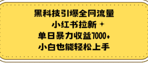 (9679期)黑科技引爆全网流量小红书拉新,单日暴力收益7000+,小白也能轻松上手-优优云创网