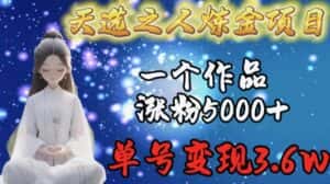 天选之人炼金项目,一个作品涨粉5000+,单号变现3.6w-优优云创网
