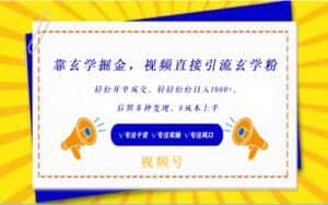 视频号靠玄学掘金，引流玄学粉，轻松开单成交，日入1000+  小白0成本上手-优优云创网