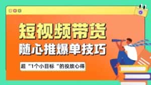随心推爆单秘诀,短视频带货-超1个小目标的投放心得-优优云创网