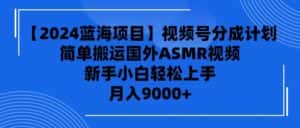 （9743期）【2024蓝海项目】视频号分成计划，无脑搬运国外ASMR视频，新手小白轻松…-优优云创网