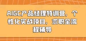 AIGC产品经理特训营,个性化实战项目,求职全流程辅导-优优云创网