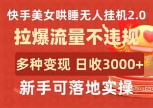 (9767期)快手美女哄睡无人挂机2.0,拉爆流量不违规,多种变现途径,日收3000+,…-优优云创网