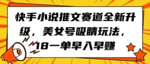 （9776期）快手小说推文赛道全新升级，美女号吸睛玩法，18一单早入早赚-优优云创网