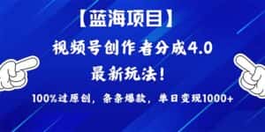 (9777期)2024蓝海项目视频号,最新方法, 100%过原创,条条爆款,单日变现1K+,…-优优云创网