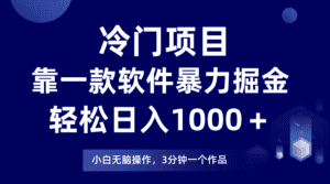 (9791期)冷门项目,靠一款软件暴力掘金日入1000+,小白轻松上手第二天见收益-优优云创网