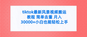 (9804期)tiktok最新风景视频搬运教程 简单去重 月入30000+附全套工具-优优云创网