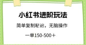 小红书进阶玩法,一单150-500+,简单复制粘贴,小白也能轻松上手-优优云创网