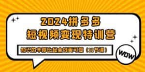 2024拼多多短视频变现特训营，知识的丰厚比起金钱更可靠（11节课）-优优云创网