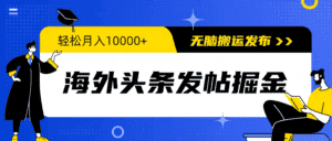 （9827期）海外头条发帖掘金，轻松月入10000+，无脑搬运发布，新手小白无门槛-优优云创网