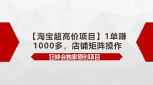 【淘宝超高价项目】1单赚1000多,店铺矩阵操作-优优云创网