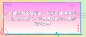 直播带货全域电商,解决直播间没流量,留不住人,亏米送都送不出去的尴尬局面-优优云创网