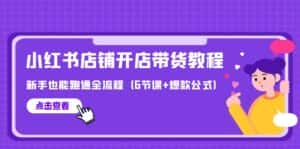 （9883期）最新小红书店铺开店带货教程，新手也能跑通全流程（6节课+爆款公式）-优优云创网