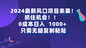 (9899期)2024最新风口项目来袭,抓住机会,0成本一部手机日入1000+,只需无脑复…-优优云创网