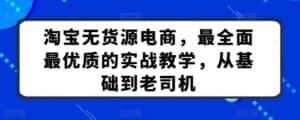 淘宝无货源电商,最全面最优质的实战教学,从基础到老司机-优优云创网