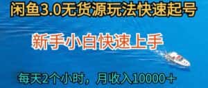 2024最新闲鱼无货源玩法，从0开始小白快手上手，每天2小时月收入过万-优优云创网