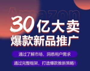 亚马逊·30亿大卖爆款新品推广,可复制、全程案例实操的爆款推新SOP-优优云创网