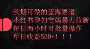 长期可做的蓝海赛道,小红书孕妇宝妈暴力拉新玩法,每日两小时可批量操作,单日收益500+-优优云创网