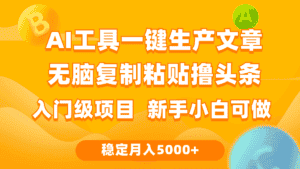（9967期）利用AI工具无脑复制粘贴撸头条收益 每天2小时 稳定月入5000+互联网入门…-优优云创网