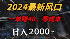 (9971期)2024最新风口项目,一单40,零成本,日入2000+,无脑操作-优优云创网