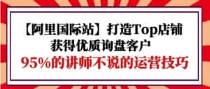 【阿里国际站】打造Top店铺-获得优质询盘客户,95%的讲师不说的运营技巧-优优云创网