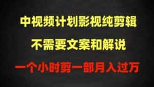 中视频计划影视纯剪辑,不需要文案和解说,一个小时剪一部,100%过原创月入过万-优优云创网