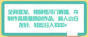 全网首发,视频号冷门赛道,AI制作高质量原创作品,新人小白友好,轻松日入1000+-优优云创网